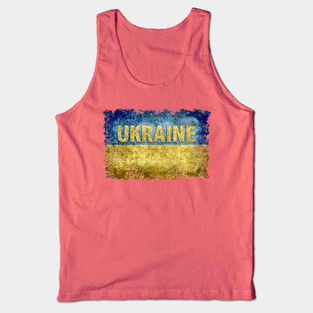 Ukrainian flag of the Ukraine with text Tank Top by Sterling